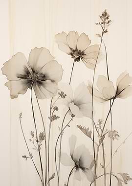 Sepia Tone Floral Artwork