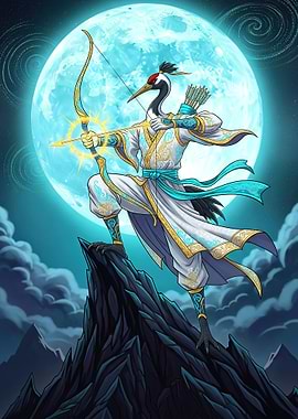 Crane Archer Under the Moon