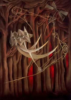 Surreal Forest with Geometric Figures