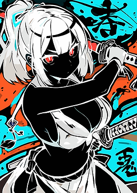 Anime Samurai Warrior with Katana