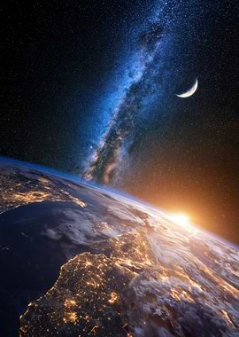 Earth and Milky Way Galaxy