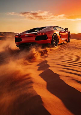 Red Lamborghini Aventador in Desert