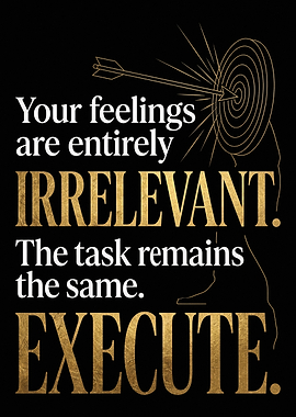 Mental Toughness Execute Feelings Irrelevant Gold Foil Quote Art