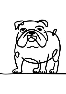 Minimalist Bulldog Line Art