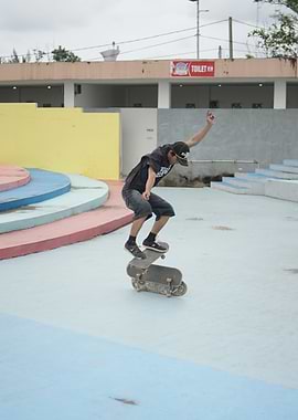 Skateboarder performing a trick