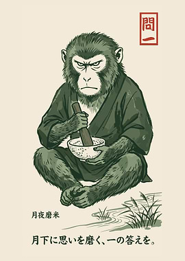 Monkey Grinding Rice