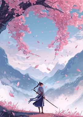 Samurai Under Cherry Blossoms