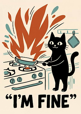 I'm Fine Cat in Kitchen