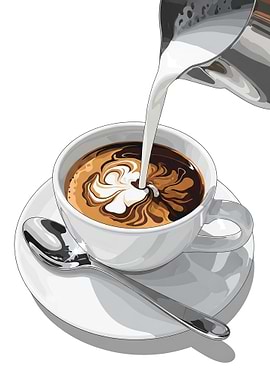 Pouring milk into coffee