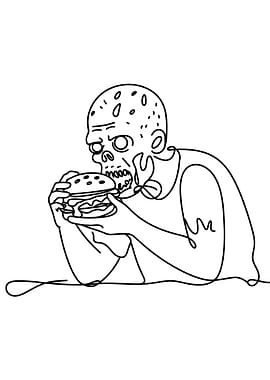 Zombie Eating a Burger