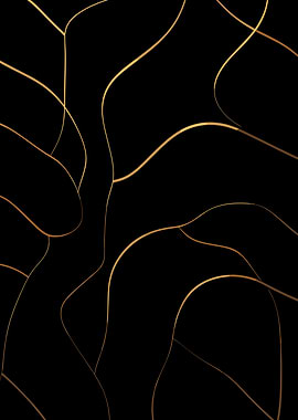 Abstract Gold Lines on Black Background