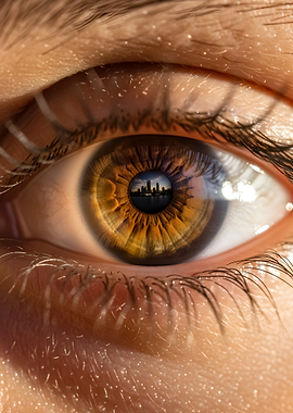 Cityscape Reflected in Human Eye