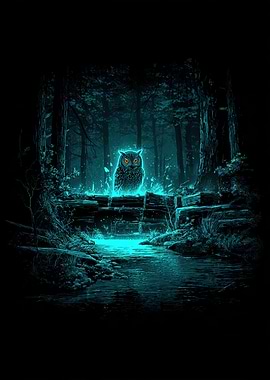 Mystical Owl in a Glowing Forest