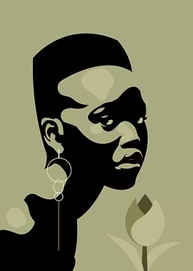 Stylized Portrait of a Woman with a Flower