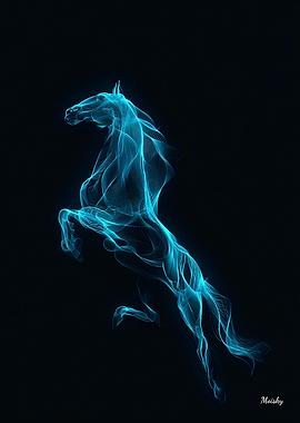 Neon Energy Horse – Futuristic Wireframe Motion Art