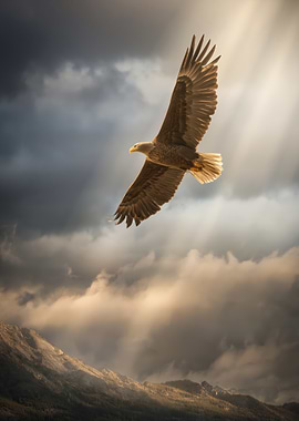 Eagle Soaring through Dramatic Sky