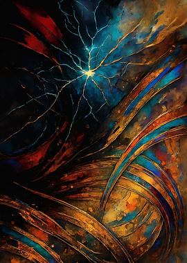 Cosmic Energy Burst – Electric Abstract – Abstract Porcelain #142