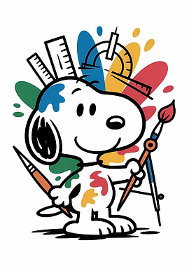 Snoopy as an Artist with Art Supplies