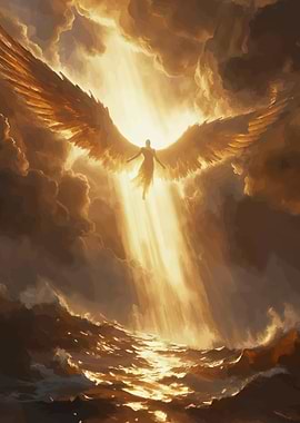 Angel Descending Through Clouds