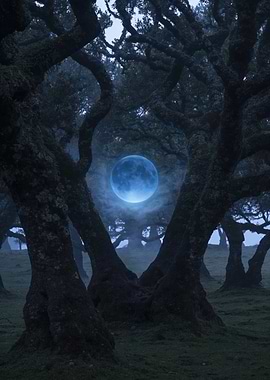 Mystical Moonlit Forest