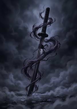 Dark Samurai Sword in Smoke