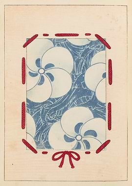Japanese Floral Pattern with Red Cord Border