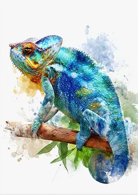 Vibrant Chameleon on a Branch