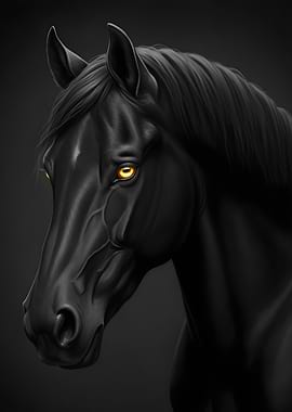 Black Horse with Glowing Eyes