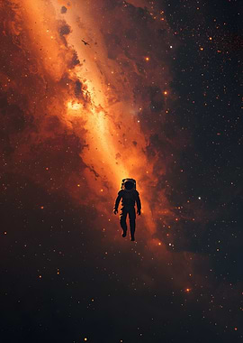 Astronaut floating in a nebula