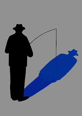 Fisherman and his blue shadow