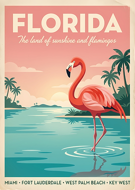 Florida Flamingo Travel Poster