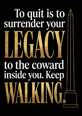Mental Toughness Legacy Keep Walking Gold Foil Quote Art