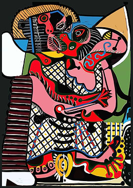 Abstract Cubist Figures Embracing