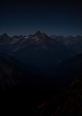 Dark Mountain Landscape at Dusk