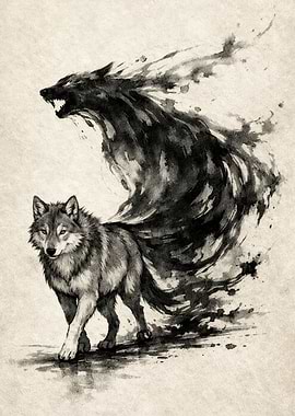 Wolf with Shadow Spirit