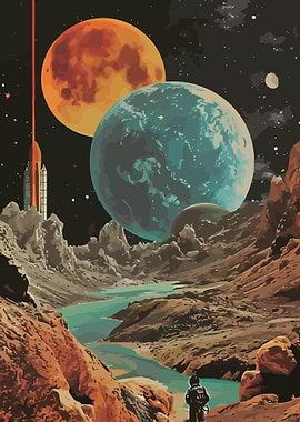 Retro Space Exploration Landscape