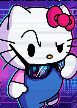 Hello Kitty in Retro Cyberpunk Style