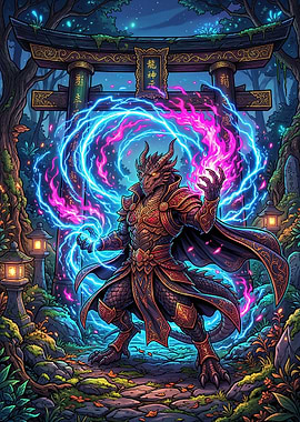 Dragon Mage Casting Lightning Spells