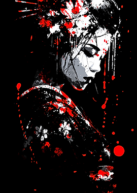Geisha with Red Splatter