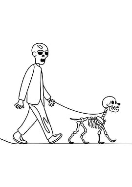 Zombie walking skeleton dog