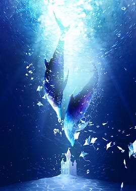 Magical Underwater Castle with Dolphins