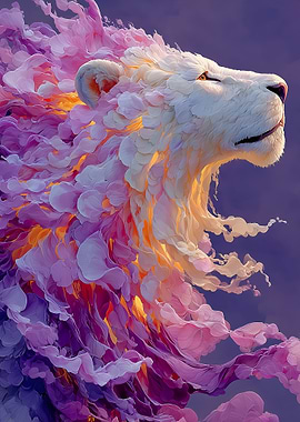 Lion with Floral Mane