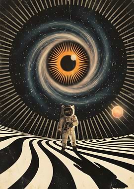 Astronaut in a Cosmic Eye Landscape