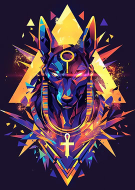 Anubis with Egyptian Symbols