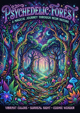 Psychedelic Forest Neon Nature