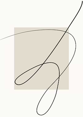 Abstract Black Line Art on Beige Square