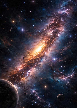 Vibrant Nebula with Planets