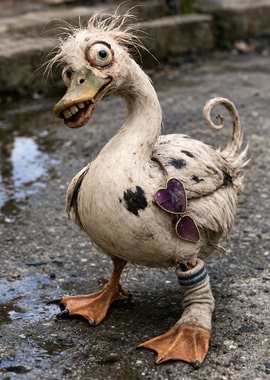 Whimsical Duck with Heart Sunglasses