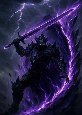 Dark Knight with Purple Lightning Sword