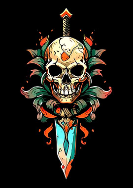 Skull and Sword Illustration